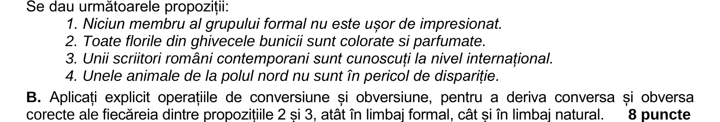 Item de grilă din subiectul I — Model BAC 2026 — Subiectul al II-lea, cerința B