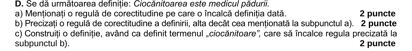 Item de grilă din subiectul I — Model BAC 2026 — Subiectul al III-lea, D