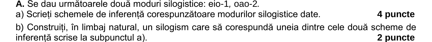 Item de grilă din subiectul I — Model BAC 2026 — Subiectul al III-lea, A.b)