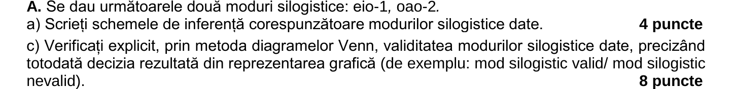 Item de grilă din subiectul I — Model BAC 2026 — Subiectul al III-lea, A.c)