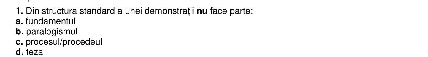 Item de grilă din subiectul I — Varianta 4, 2025 — Subiectul I, itemul 1