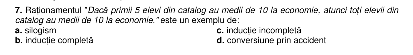 Item de grilă din subiectul I — Varianta 5, BAC 2026 — Subiectul I, itemul 7